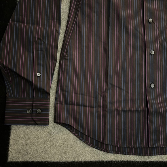 EXPRESS Modern Fit Black Vertical Stripes Stretch L/S Button-Up Shirt SMALL NWT - Picture 4 of 14